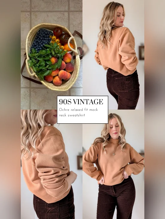 Vintage Relaxed Fit Mock Neck 90s vintage Sweatshirt - Picture 13 of 13